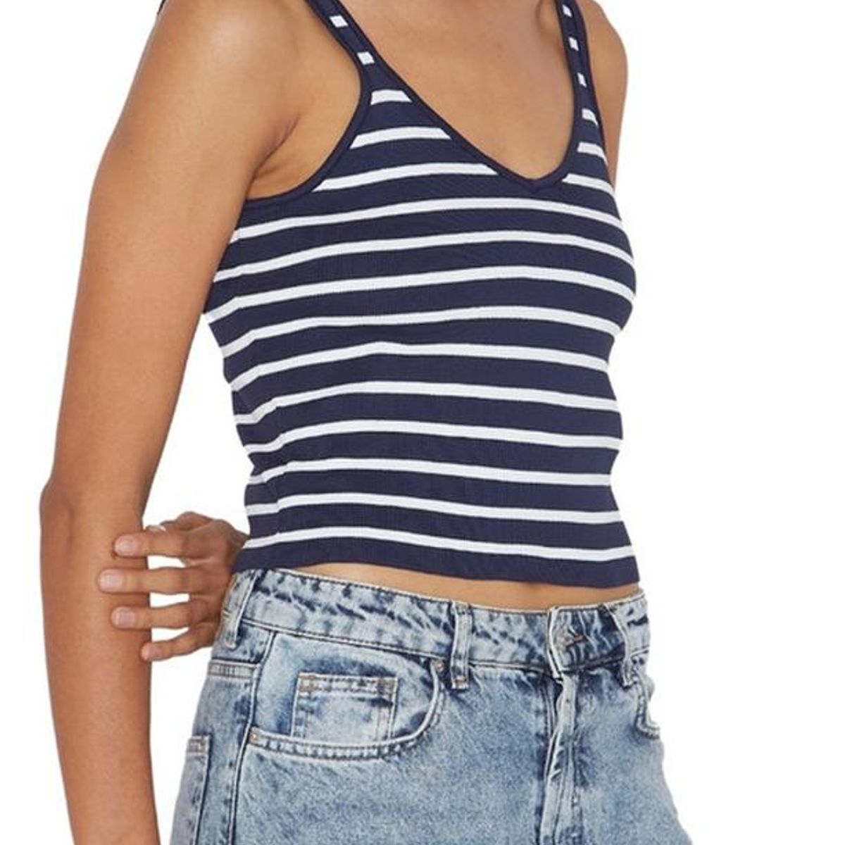 JACINTA TIENDA - Top Celine azul y blanco Jacinta Tienda