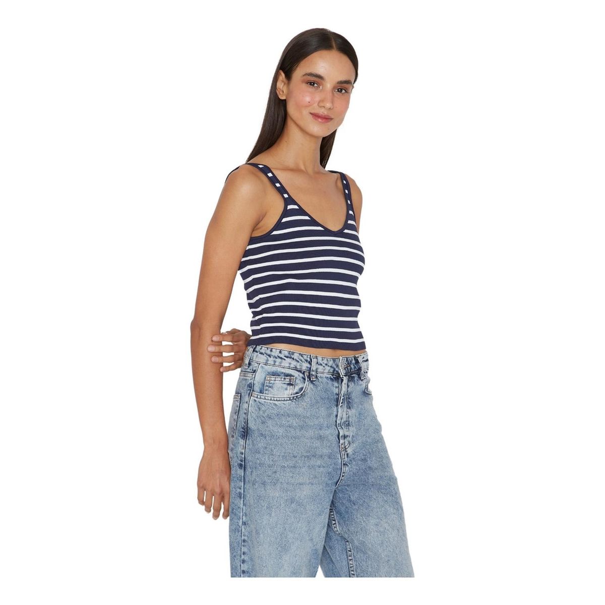 JACINTA TIENDA - Top Celine azul y blanco Jacinta Tienda