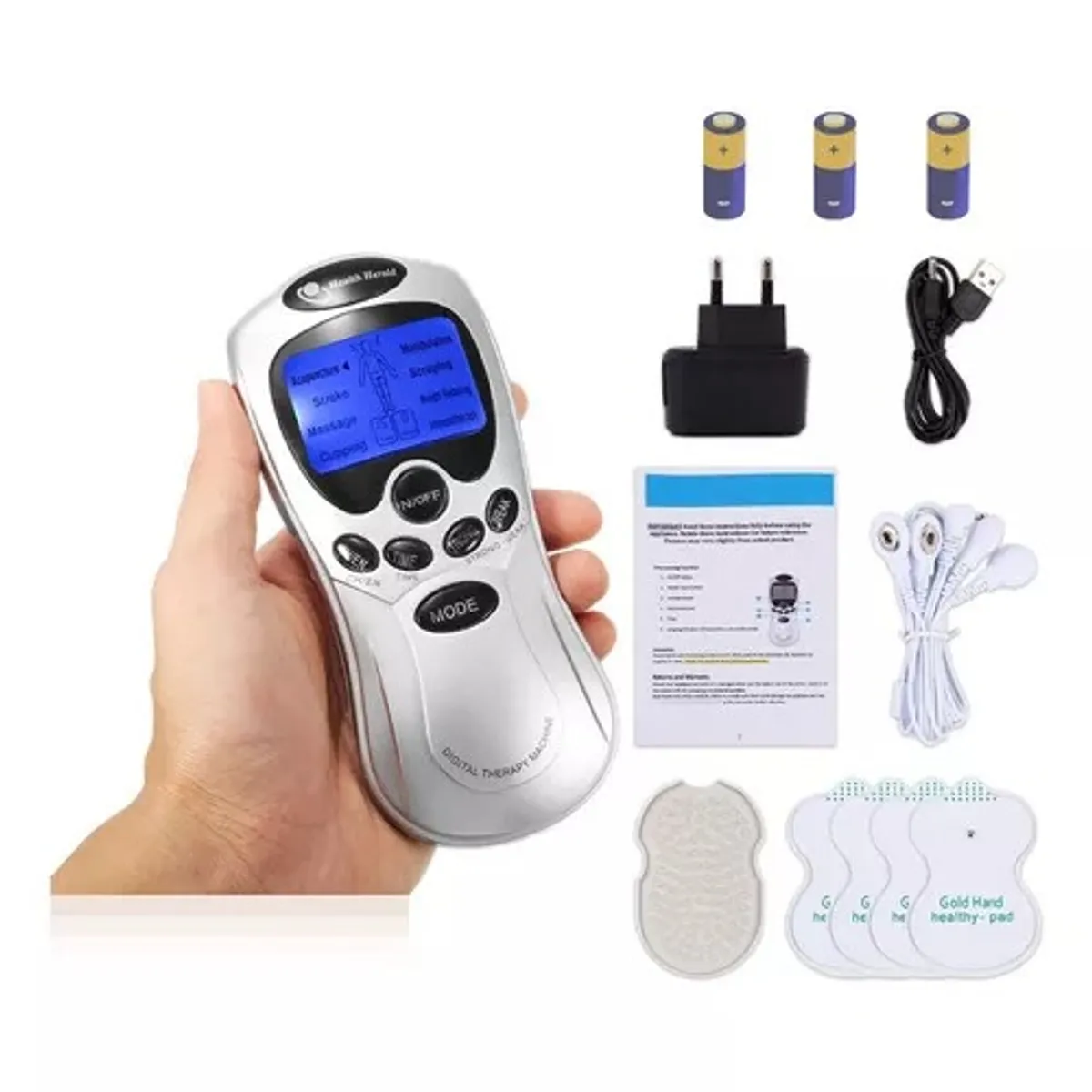 GENERICO - Electroestimulador Maquina Masajes Electrofisico 8 Parches