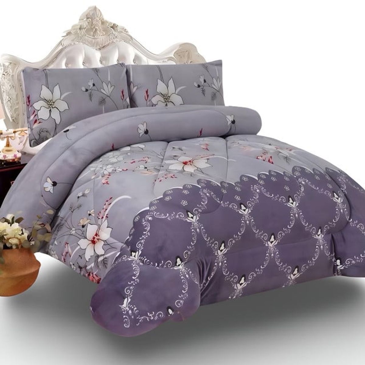 GENERICO - COBERTOR CHIPORRO GRIS  KING +2 FUNDAS DE ALMOHADA