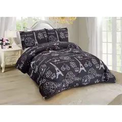 GENERICO - COBERTOR CHIPORRO NEGRO KING +2 FUNDAS DE ALMOHADA