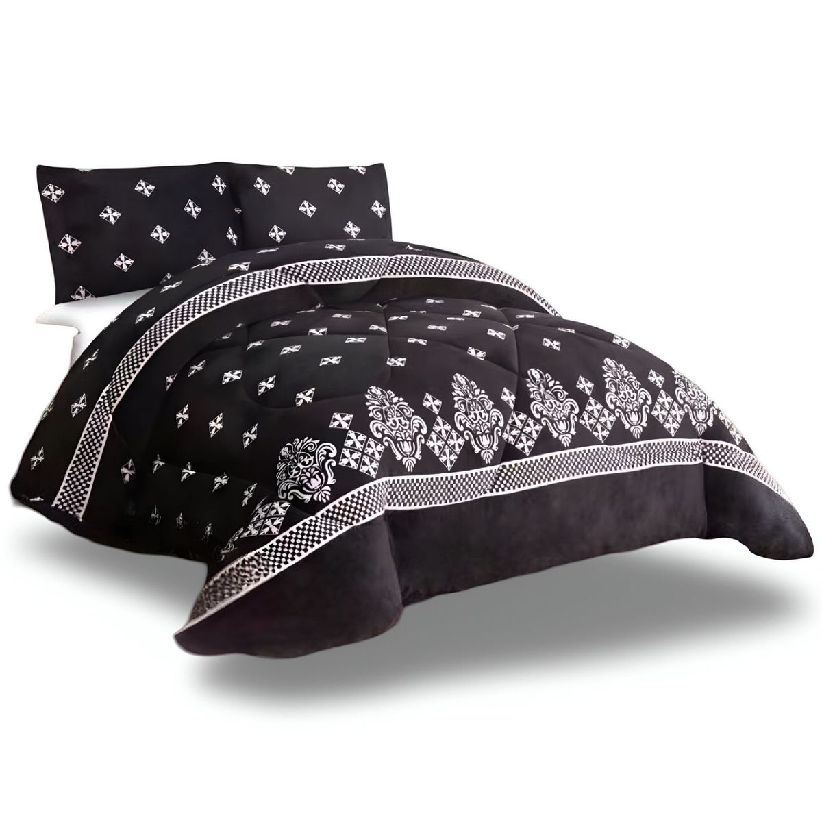 GENERICO - COBERTOR CHIPORRO NEGRO  KING +2 FUNDAS DE ALMOHADA