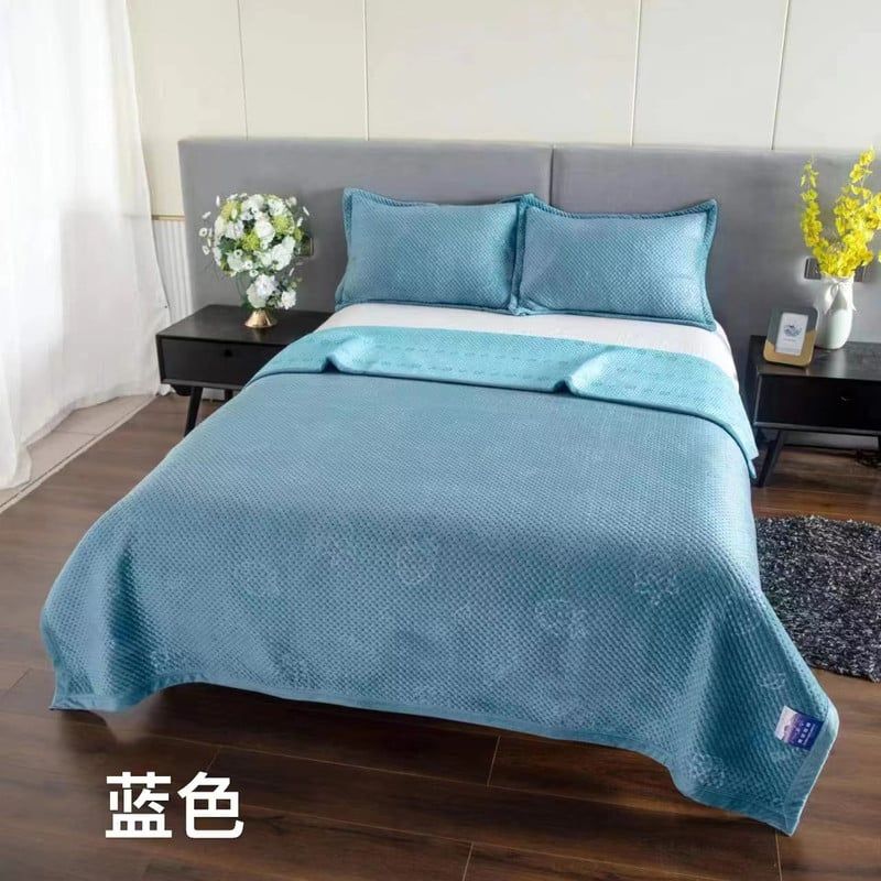 ANGELES DEL HOGAR - CUBRECAMA DE VERANO REVERSIBLE PLUSH Y QUILT 2 PLAZA AZUL