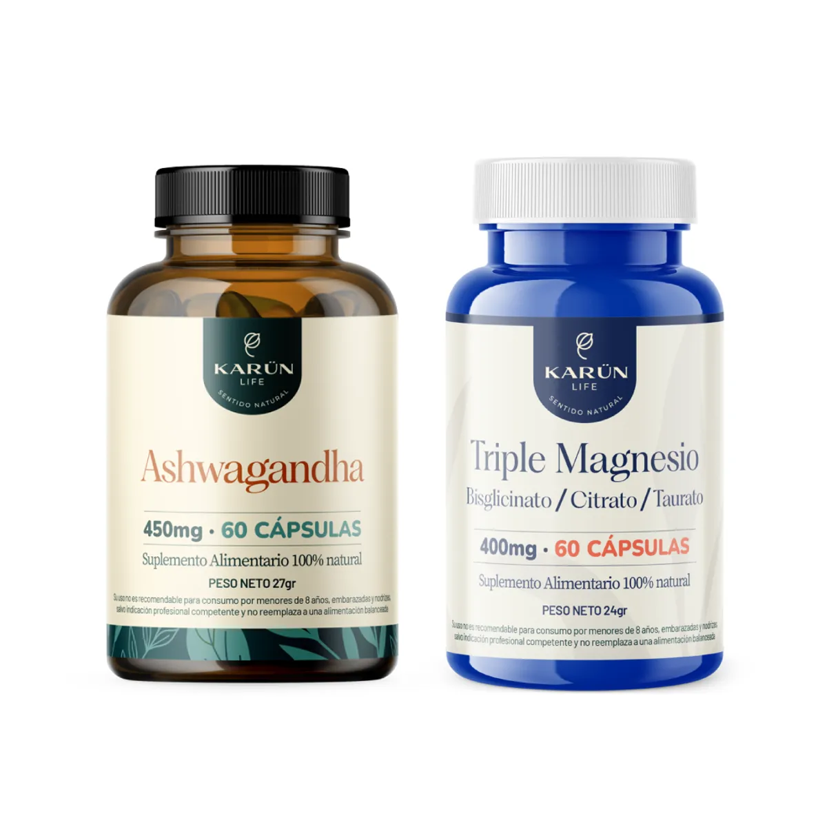 KARUNLIFE - Pack Relax Ashwagandha + Triple Magnesio-120 Cap- Karunlife