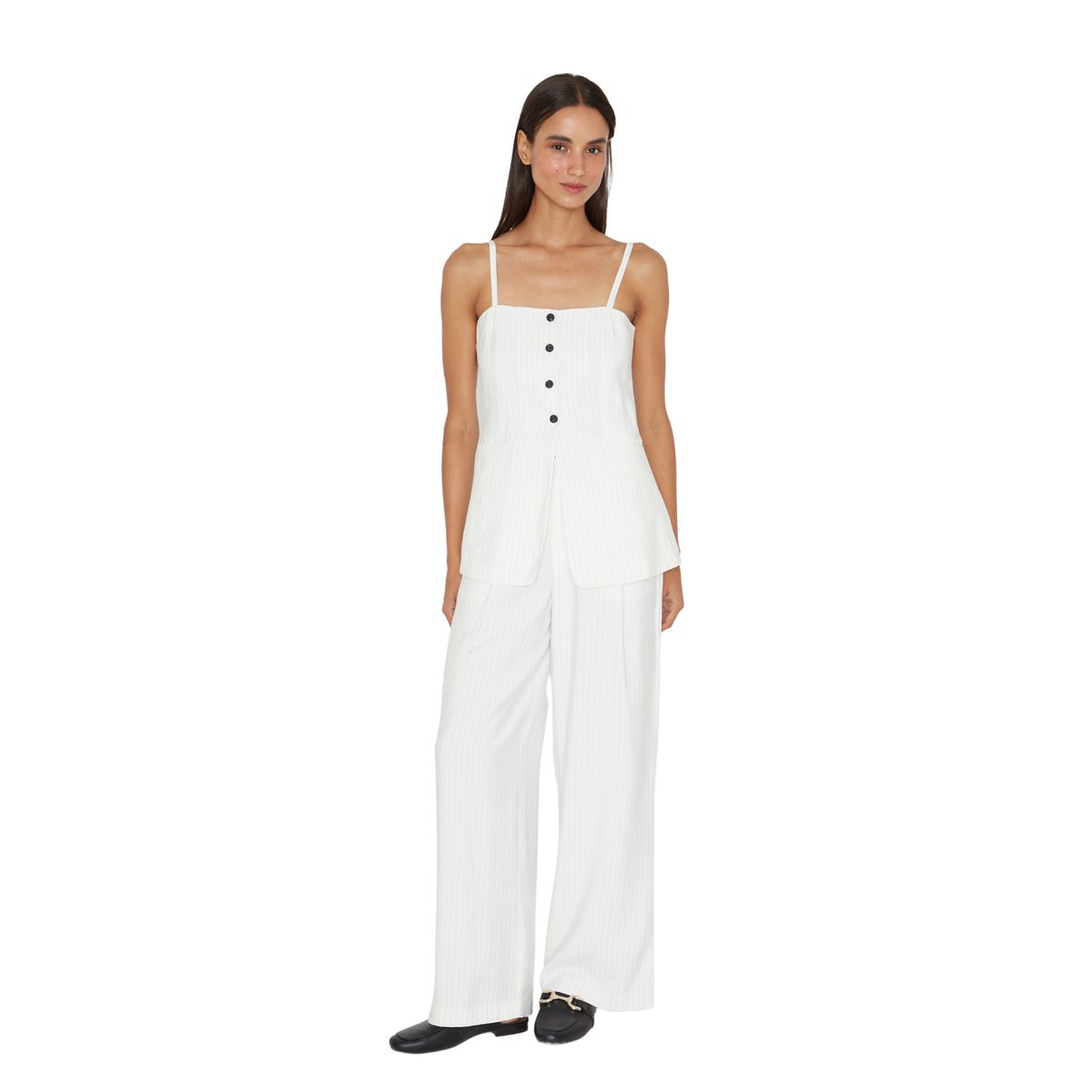 JACINTA TIENDA - Pantalón Oxford rayas blanco Jacinta Tienda