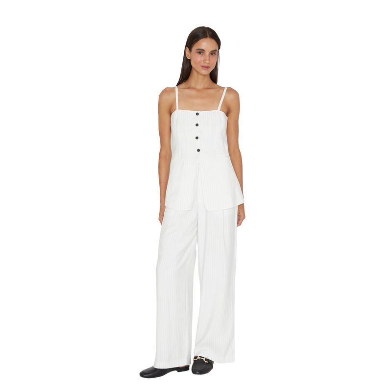 JACINTA TIENDA - Pantalón Oxford rayas blanco Jacinta Tienda