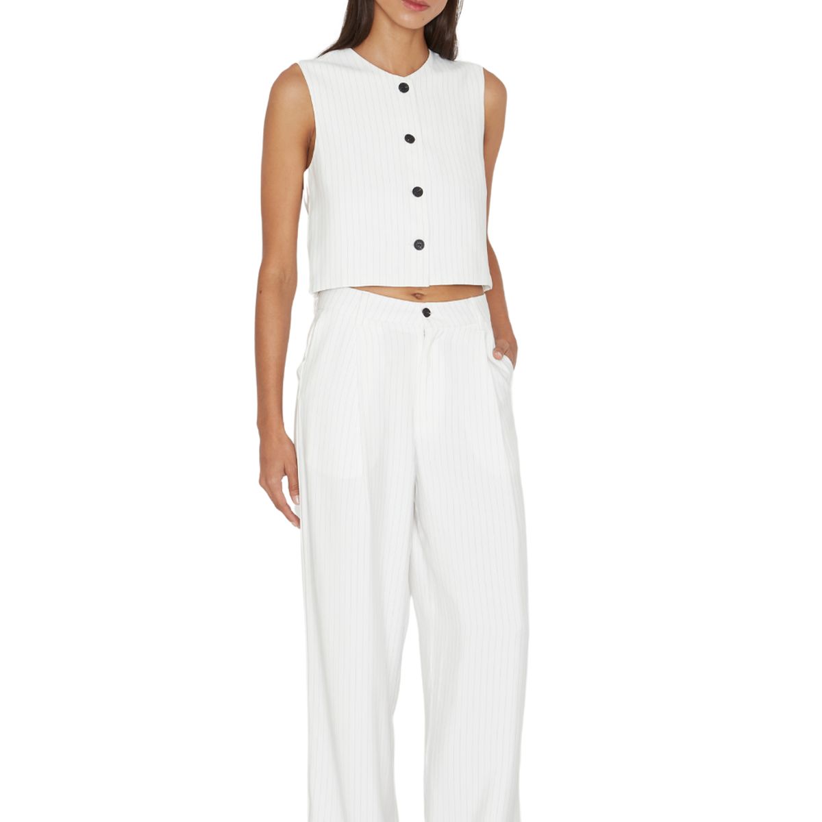 JACINTA TIENDA - Pantalón Oxford rayas blanco Jacinta Tienda