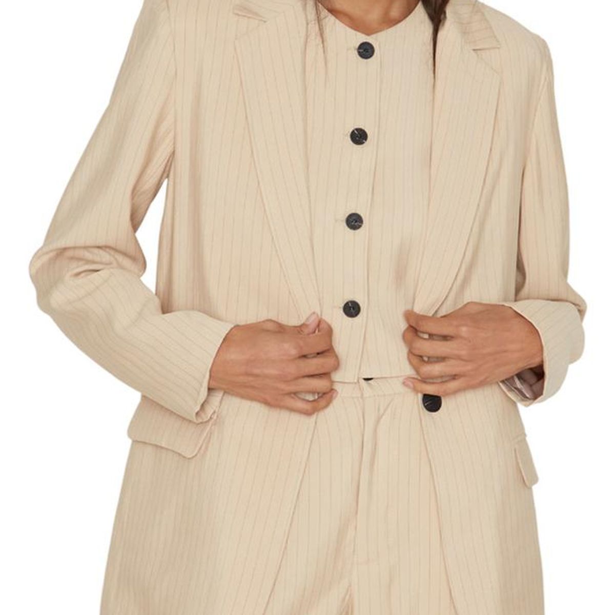 JACINTA TIENDA - Blazer Oxford rayas crudo Jacinta Tienda