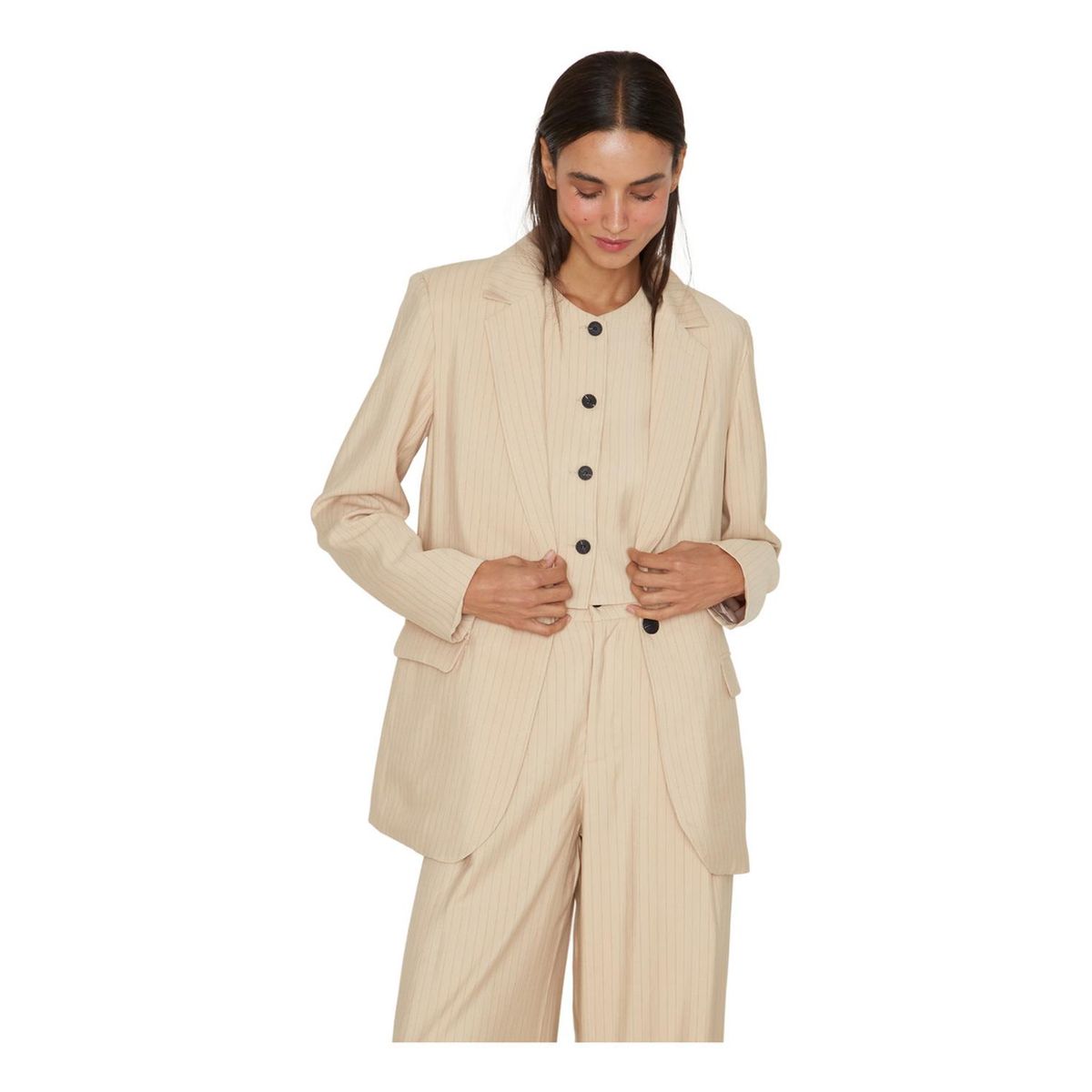 JACINTA TIENDA - Blazer Oxford rayas crudo Jacinta Tienda