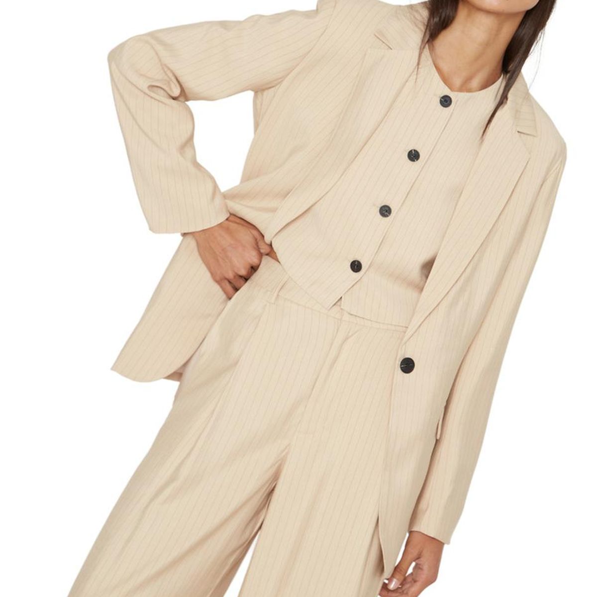 JACINTA TIENDA - Blazer Oxford rayas crudo Jacinta Tienda