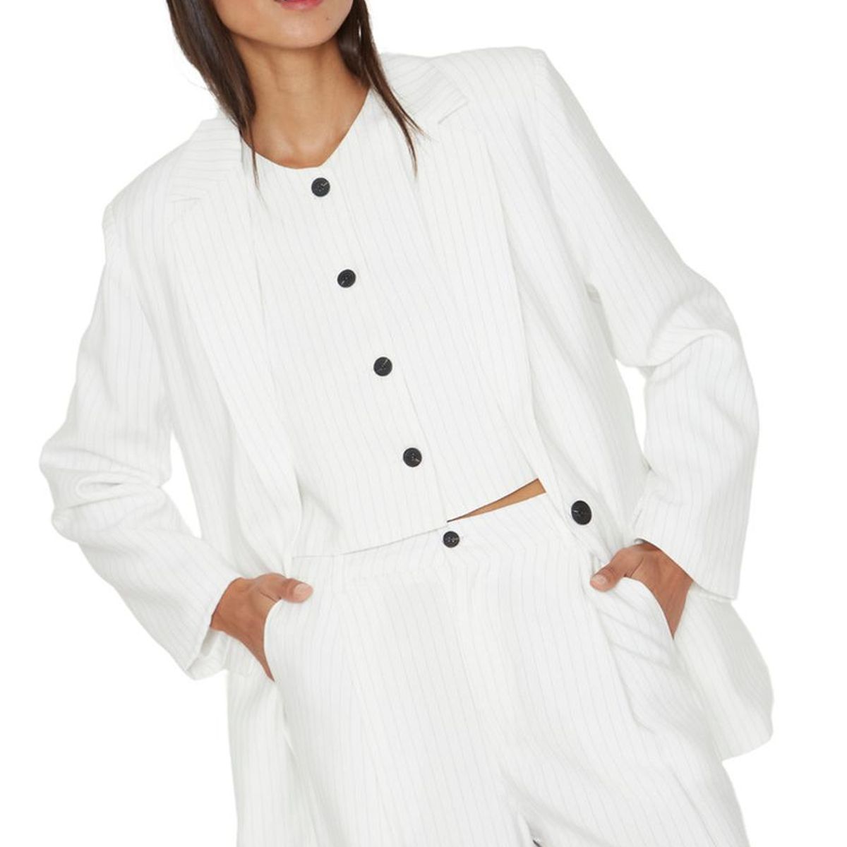 JACINTA TIENDA - Blazer Oxford rayas blanco Jacinta Tienda