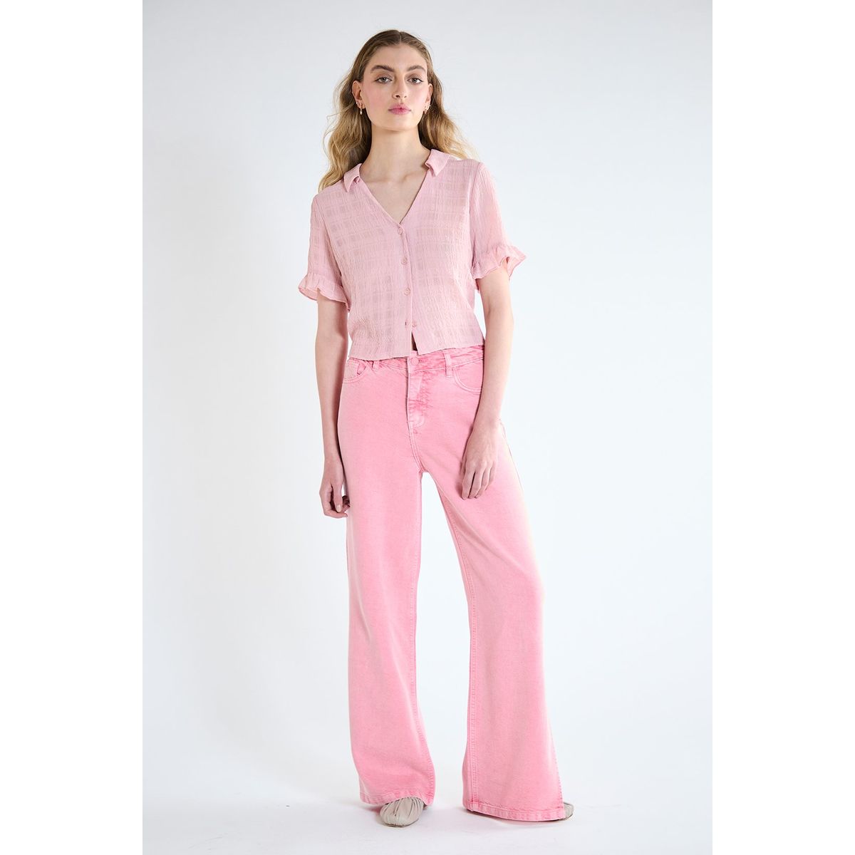 IO - Jeans Wide Rosado Mujer Io