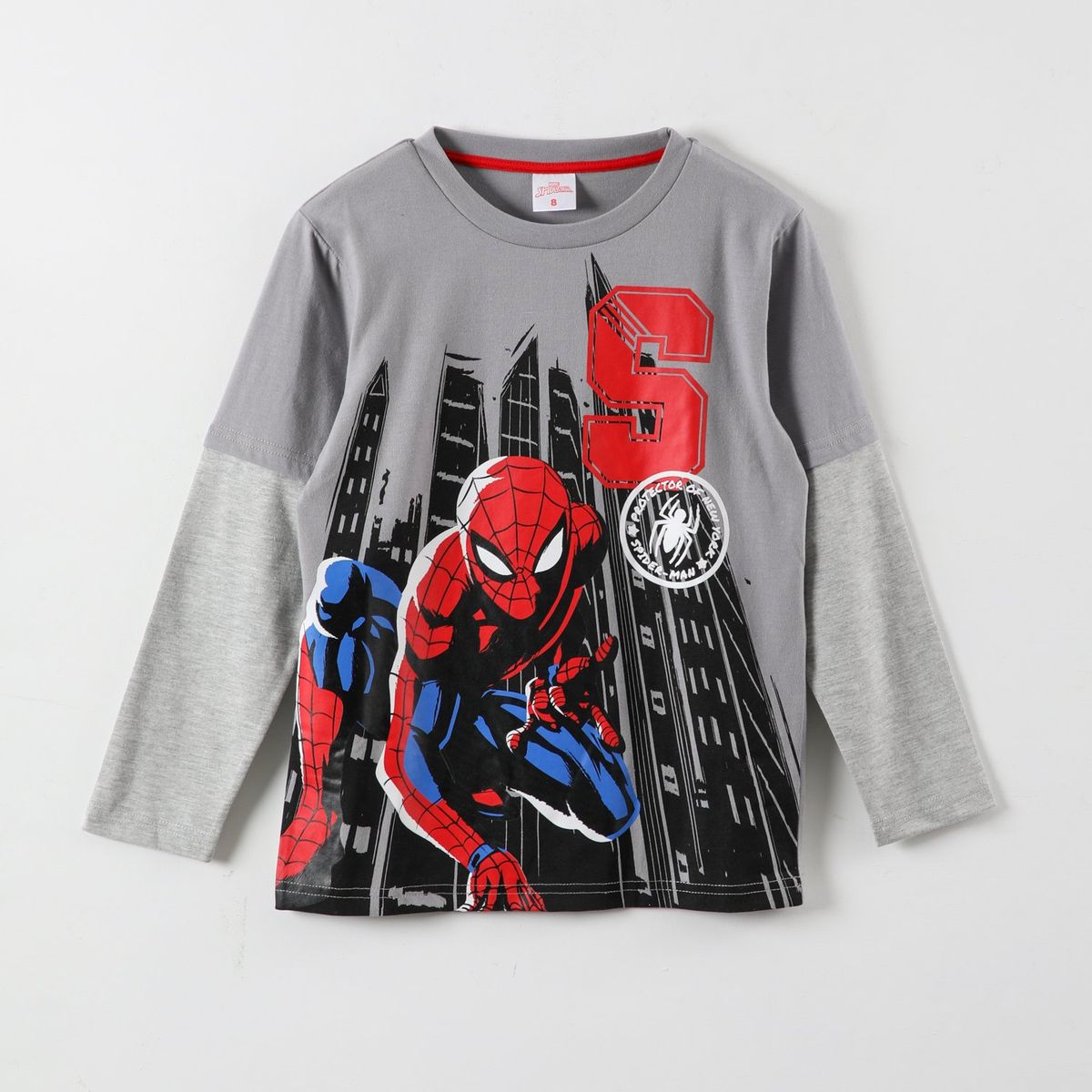 MARVEL - Polera Manga Larga Niño Spiderman Protector Of Gris Marvel