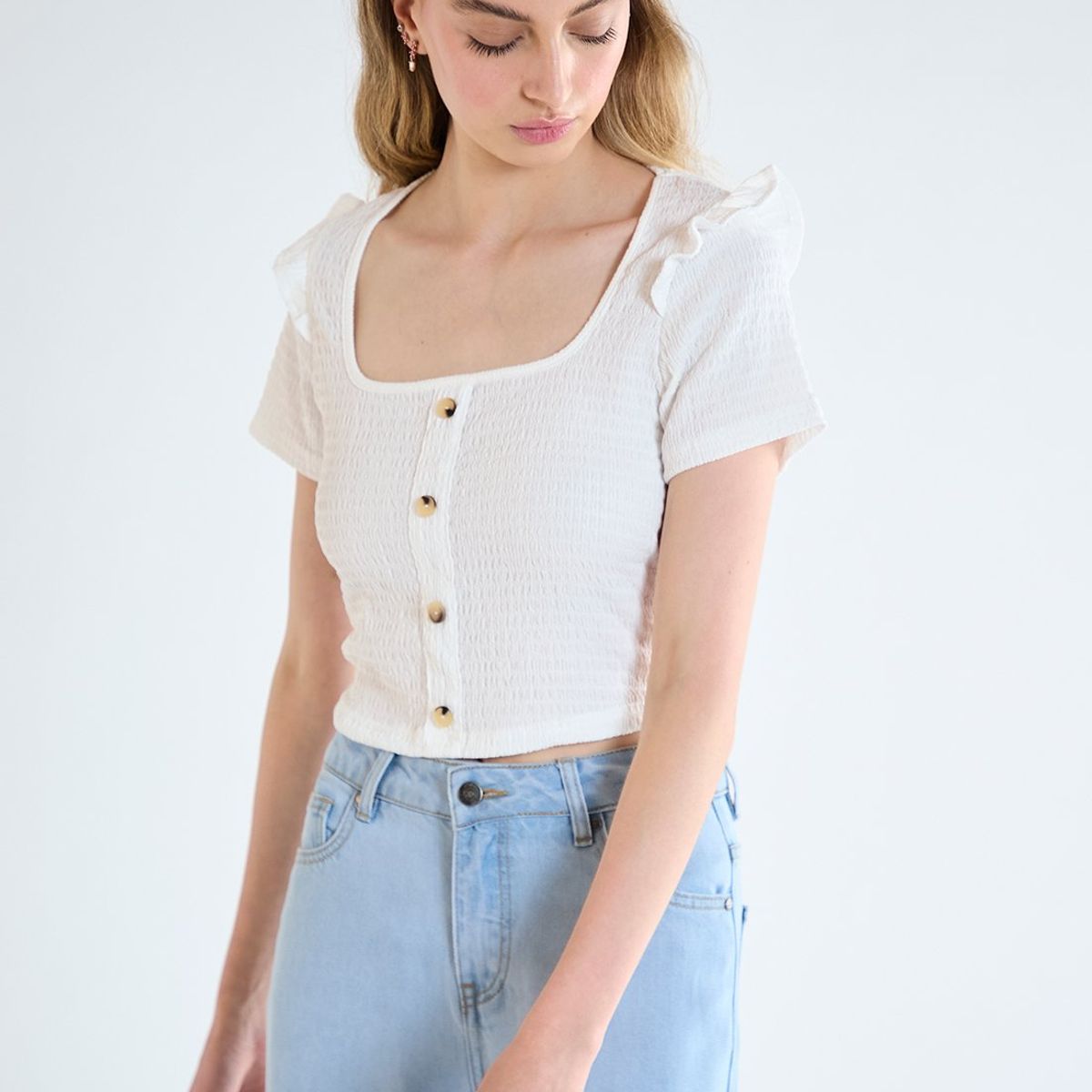 IO - Polera Manga Corta Crudo Mujer Io