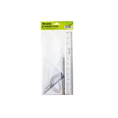 HAND - Set Geometría Regla 30cms + Transportador Y 2 Escuadras - SC