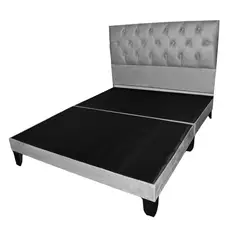 GENERICO - Base De Cama Europea 2 Plazas Y Respaldo A Piso Felpa Negro