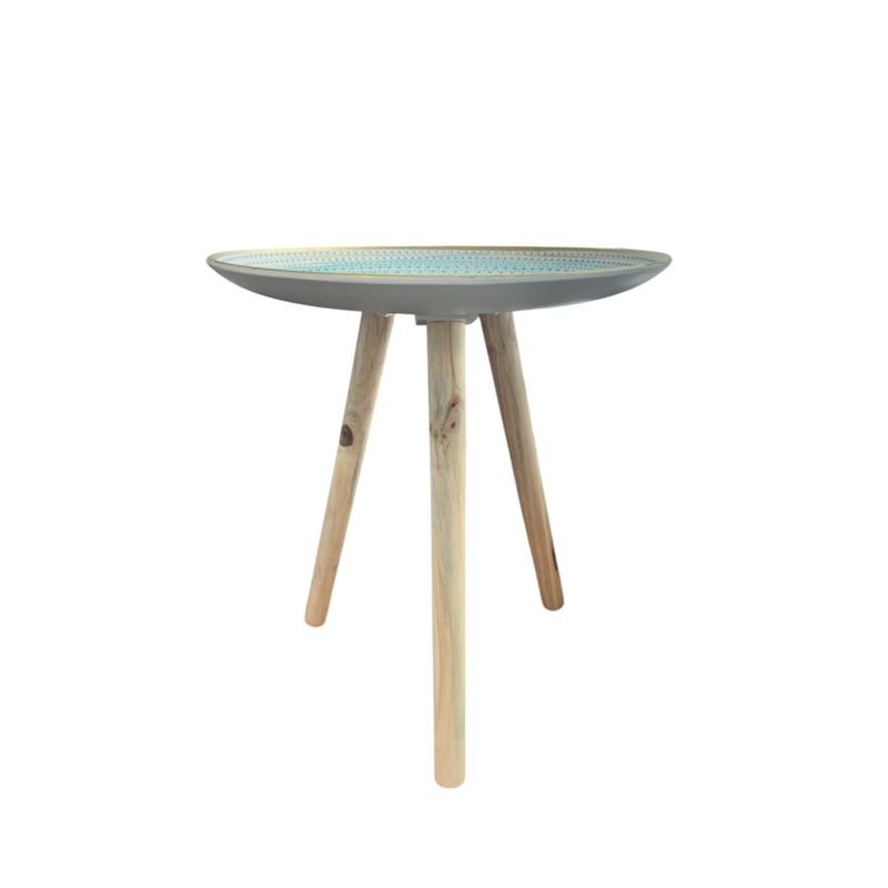 GENERICO - Mesa Lateral Dorada Puntos Mesa De Centro Decoración 30cm.