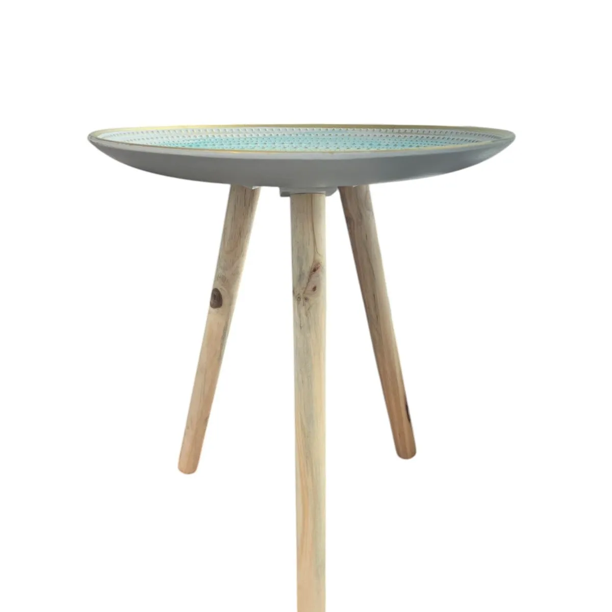 GENERICO - Mesa Lateral Dorada Puntos Mesa De Centro Decoración 40cm.