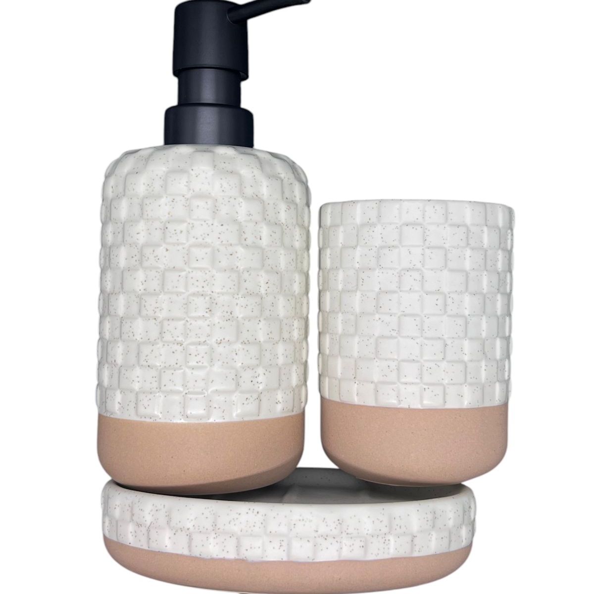 OEM - Set Juego De Baño 3 Pieza Jabon Dispensador Cepillo Ceramica