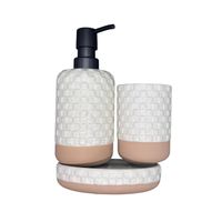 Set Juego De Baño 3 Pieza Jabon Dispensador Cepillo Ceramica