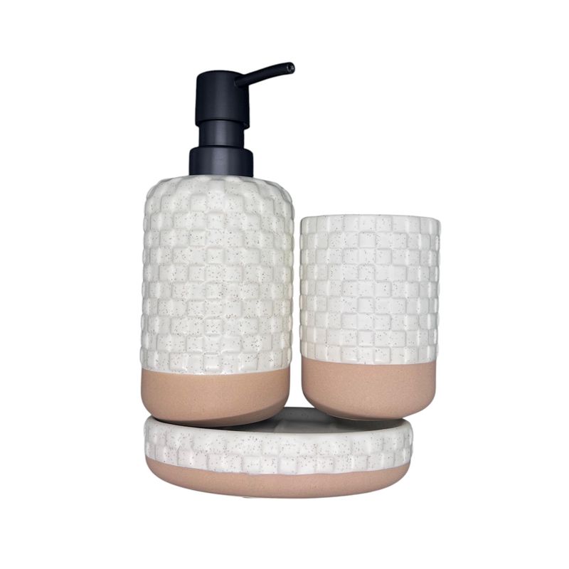OEM - Set Juego De Baño 3 Pieza Jabon Dispensador Cepillo Ceramica