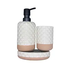 OEM - Set Juego De Baño 3 Pieza Jabon Dispensador Cepillo Ceramica
