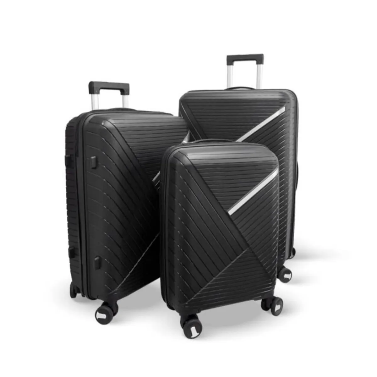 GENERICO - Set 3 Maletas Rigidas Ruedas 360 Negra Ultra Resistente Elegantes