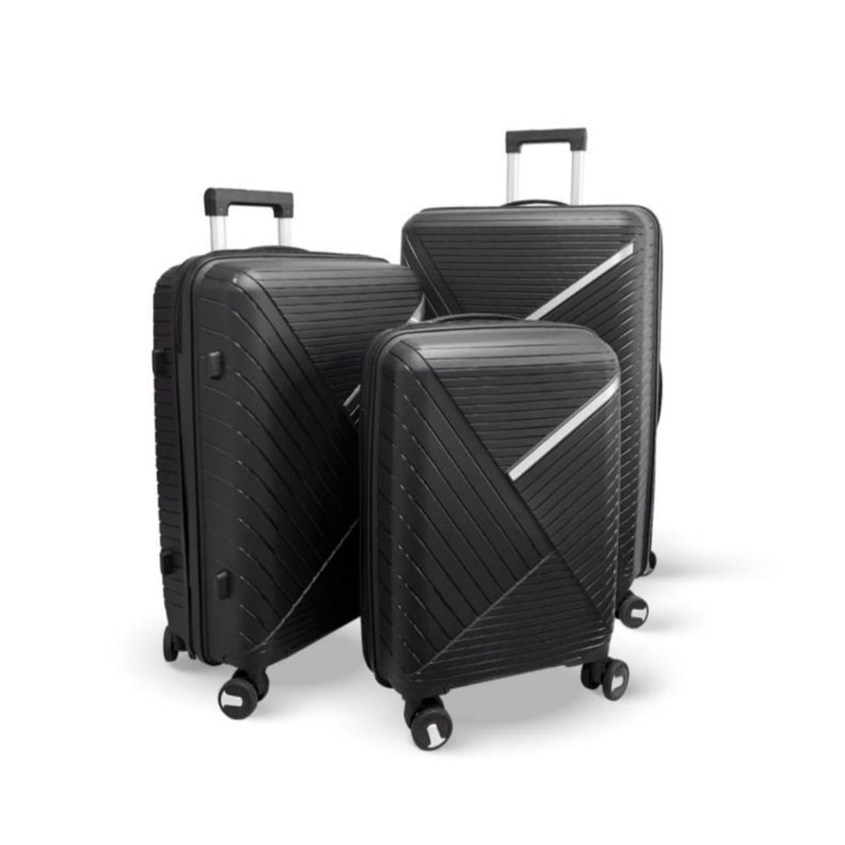 GENERICO - Set 3 Maletas Rigidas Ruedas 360 Negra Ultra Resistente Elegantes