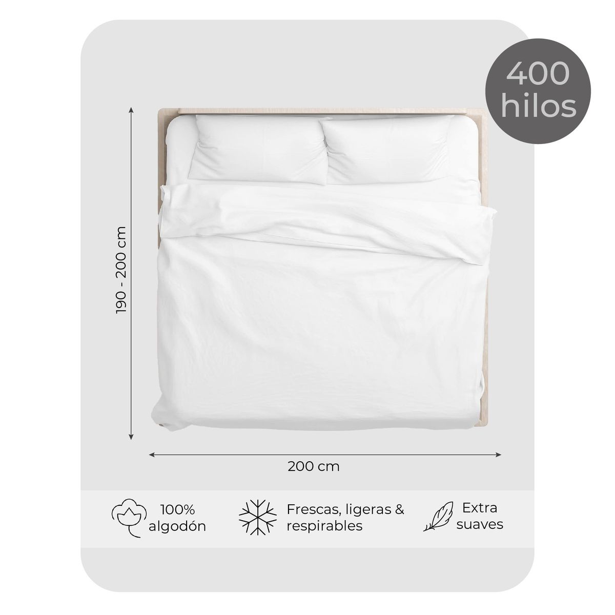 RELAN - Sábanas Super King 100% Algodón Relan 400 Hilos Premium