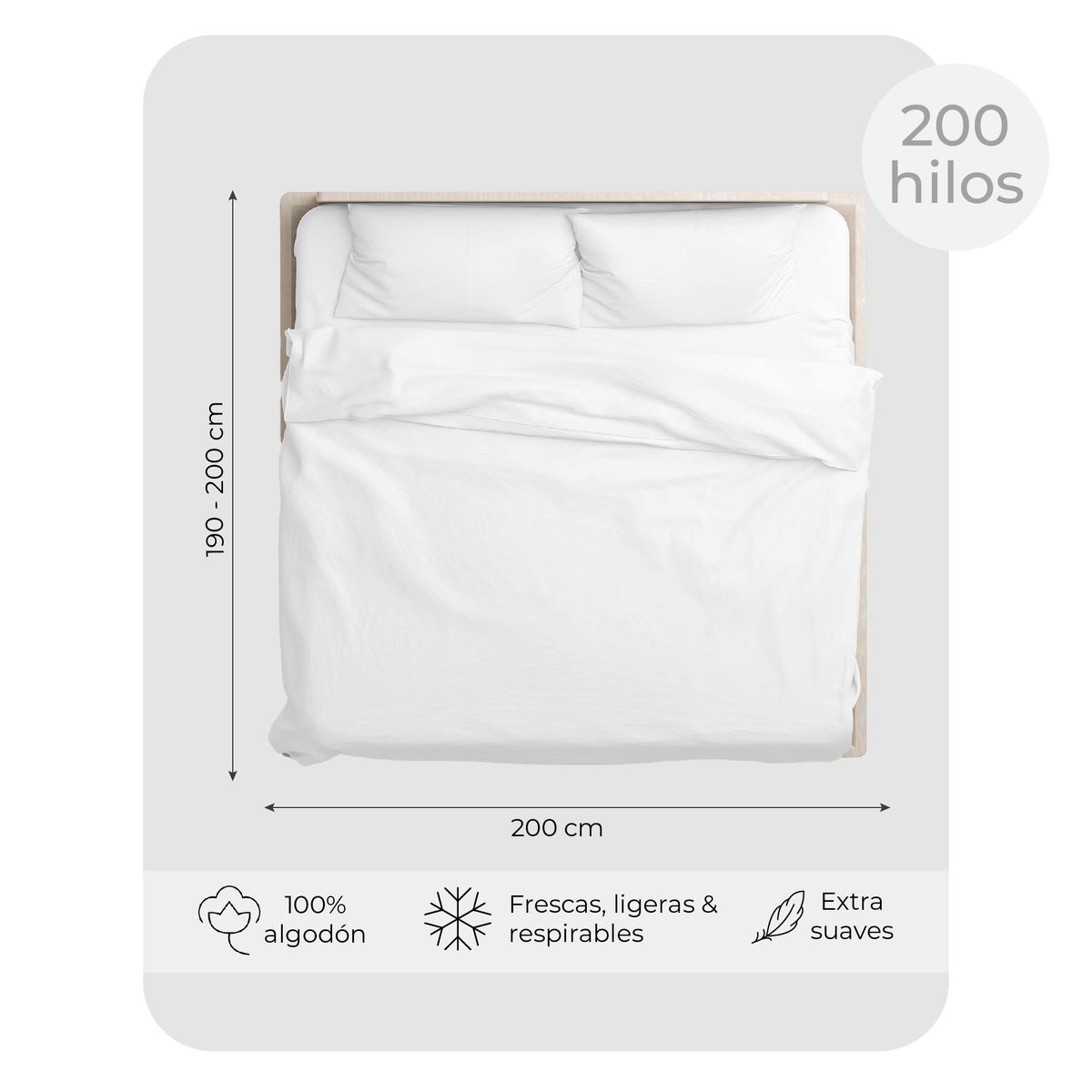 RELAN - Sábanas Super King 100% Algodón Relan 200 Hilos Premium