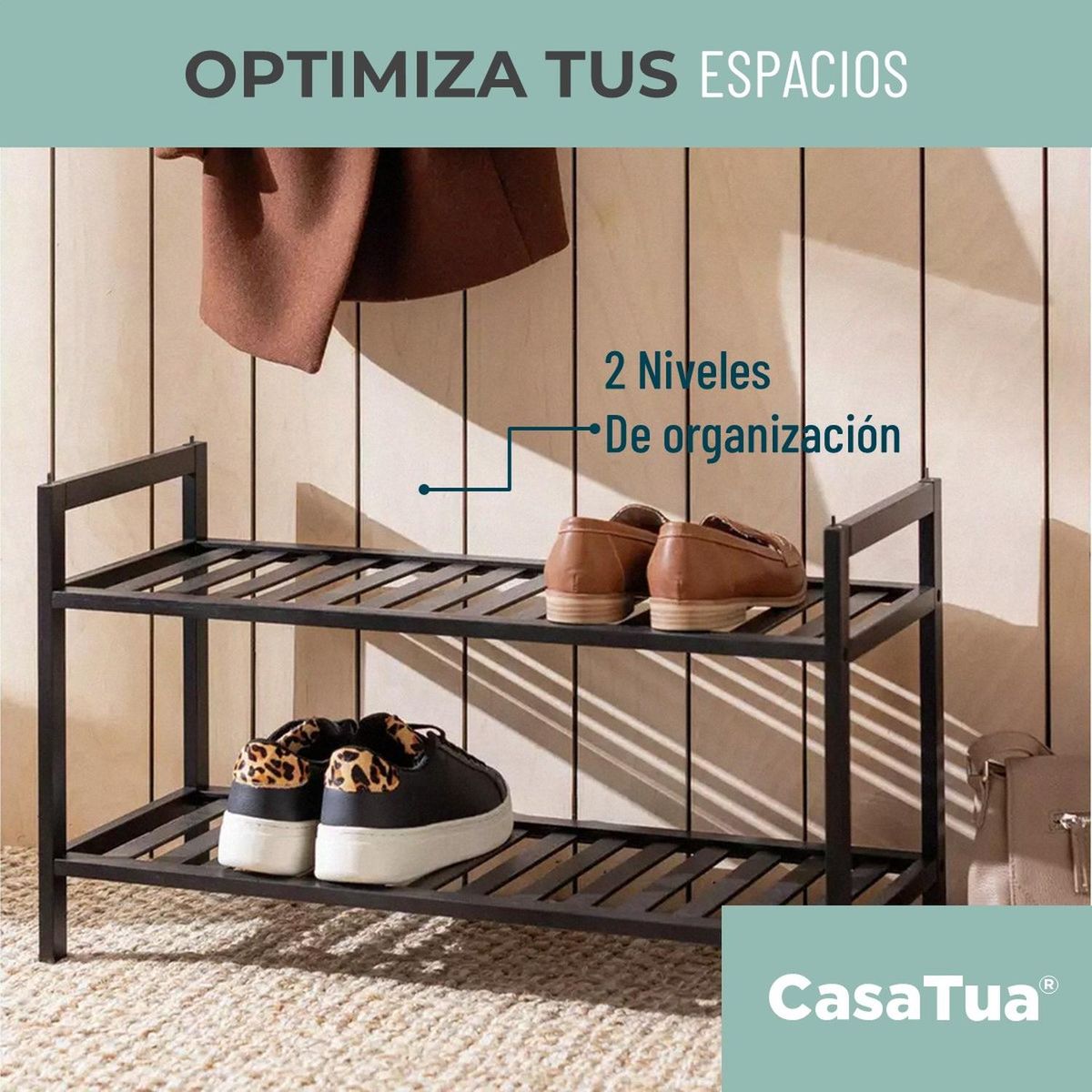 CASATUA - Rack Zapatero Mueble Organizador Zapatos Multiuso CasaTua - Negro