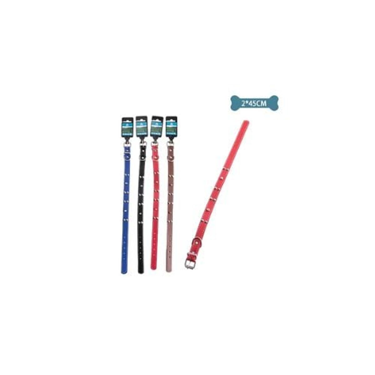 GENERICO - Collar PU Punta Para Mascota Color Aleatorio 2x45cm 12pcs