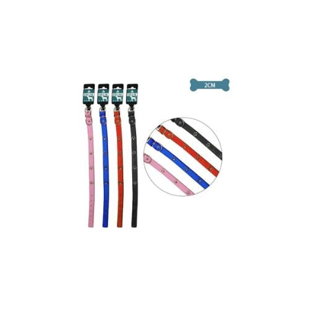 GENERICO - Collar PU Con Tachuelas De Huella Color Aleatorio 2cm 12pcs