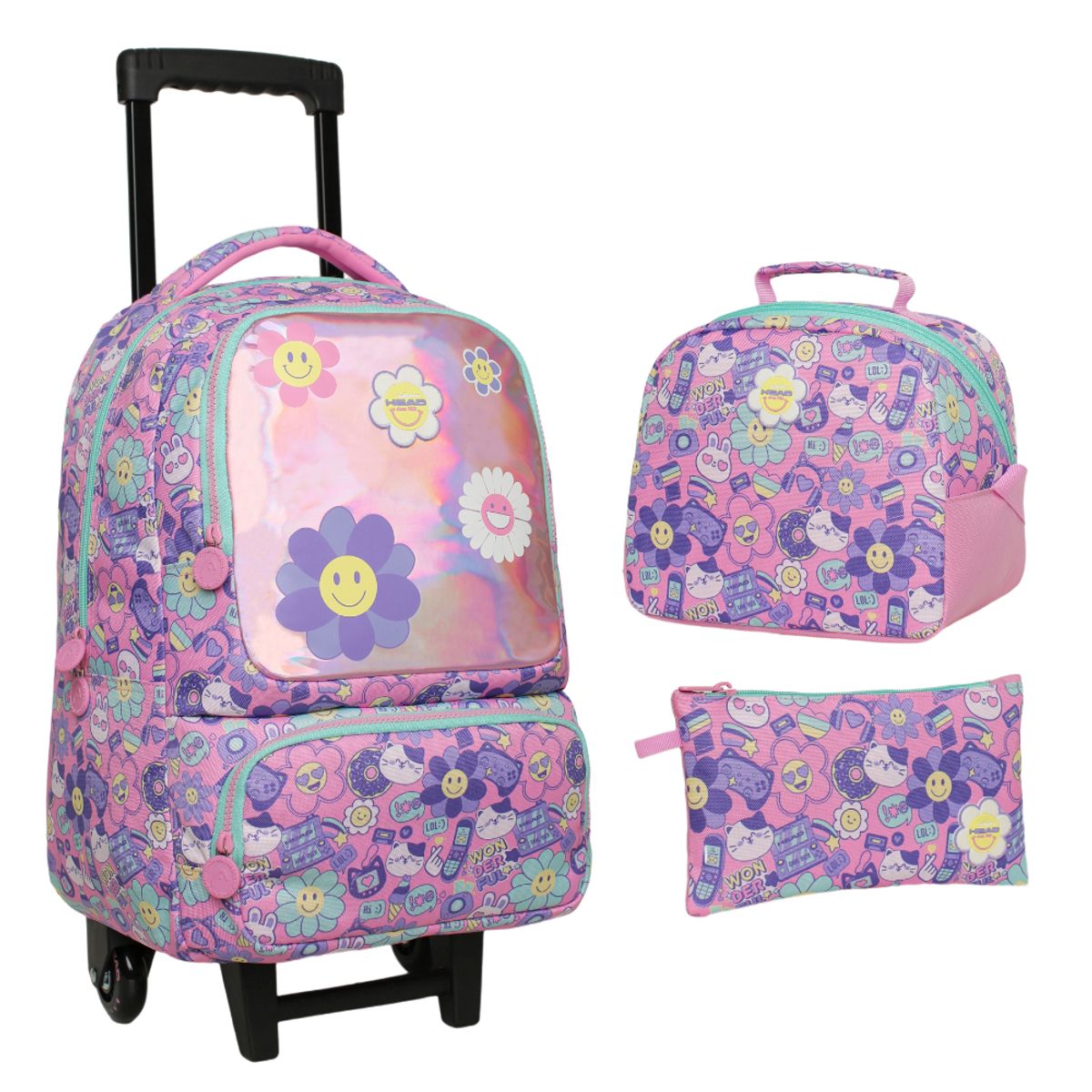 HEAD - Pack Bakan Escolar Mujer Emoticones Rosado Head
