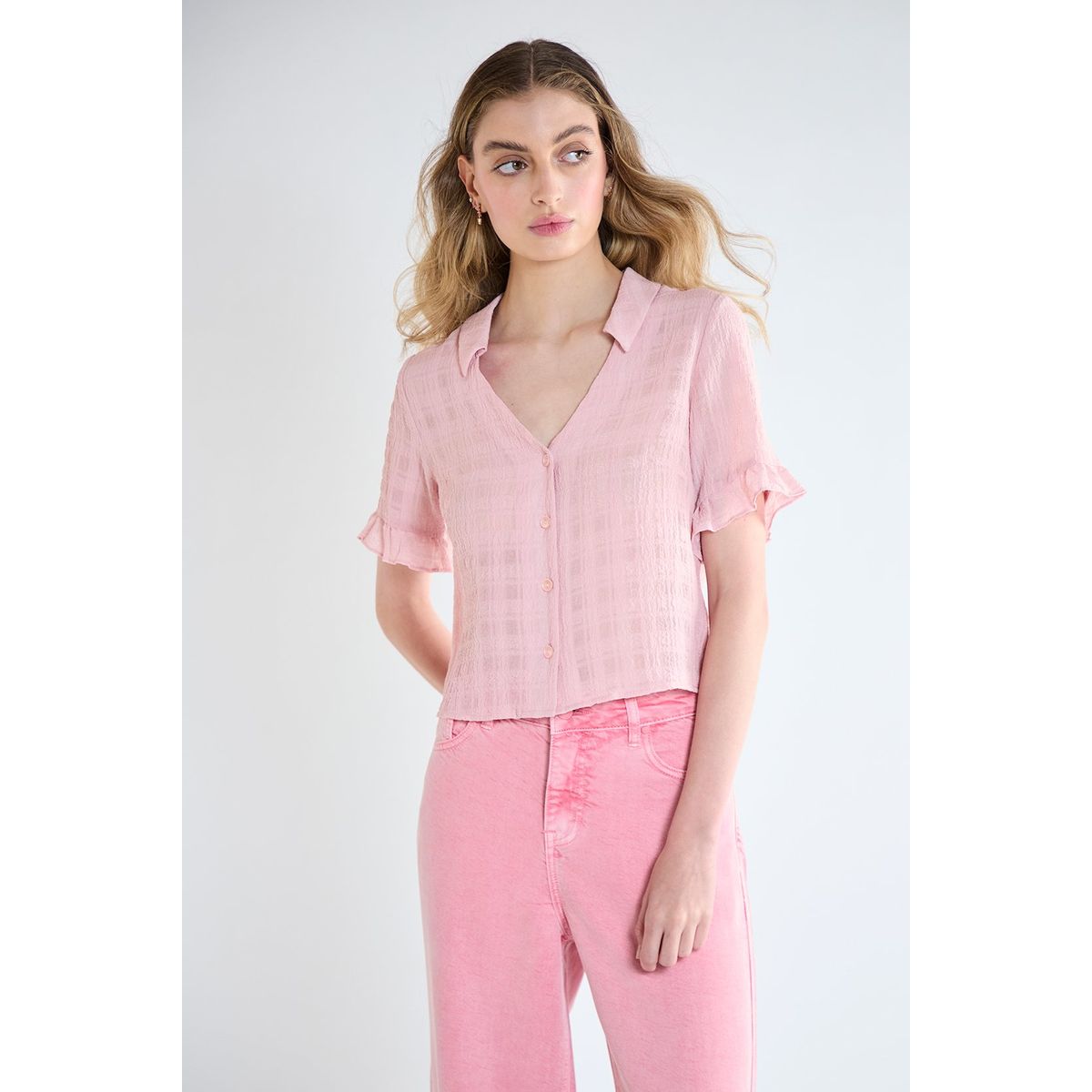IO - Blusa Manga Corta Rosado Mujer Io