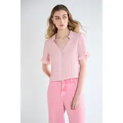 IO - Blusa Manga Corta Rosado Mujer