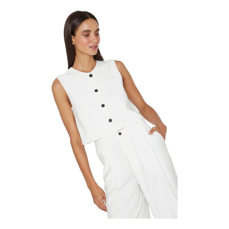 JACINTA TIENDA - Vest Oxford rayas blanco Jacinta Tienda
