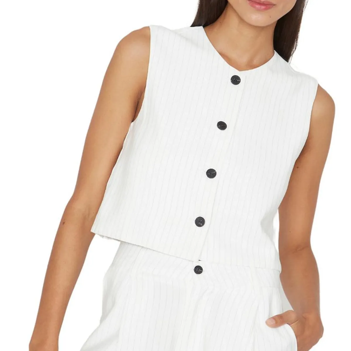 JACINTA TIENDA - Vest Oxford rayas blanco Jacinta Tienda