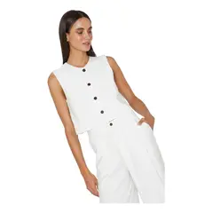 JACINTA TIENDA - Vest Oxford rayas blanco