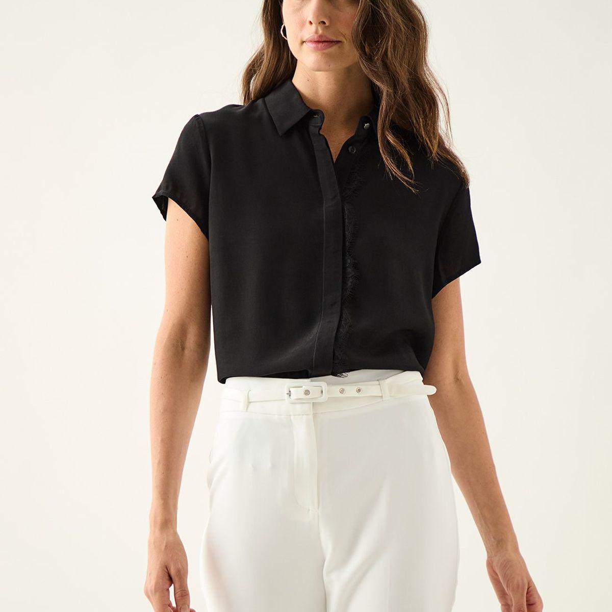 ASH - Blusa Manga Corta Negro Mujer Ash