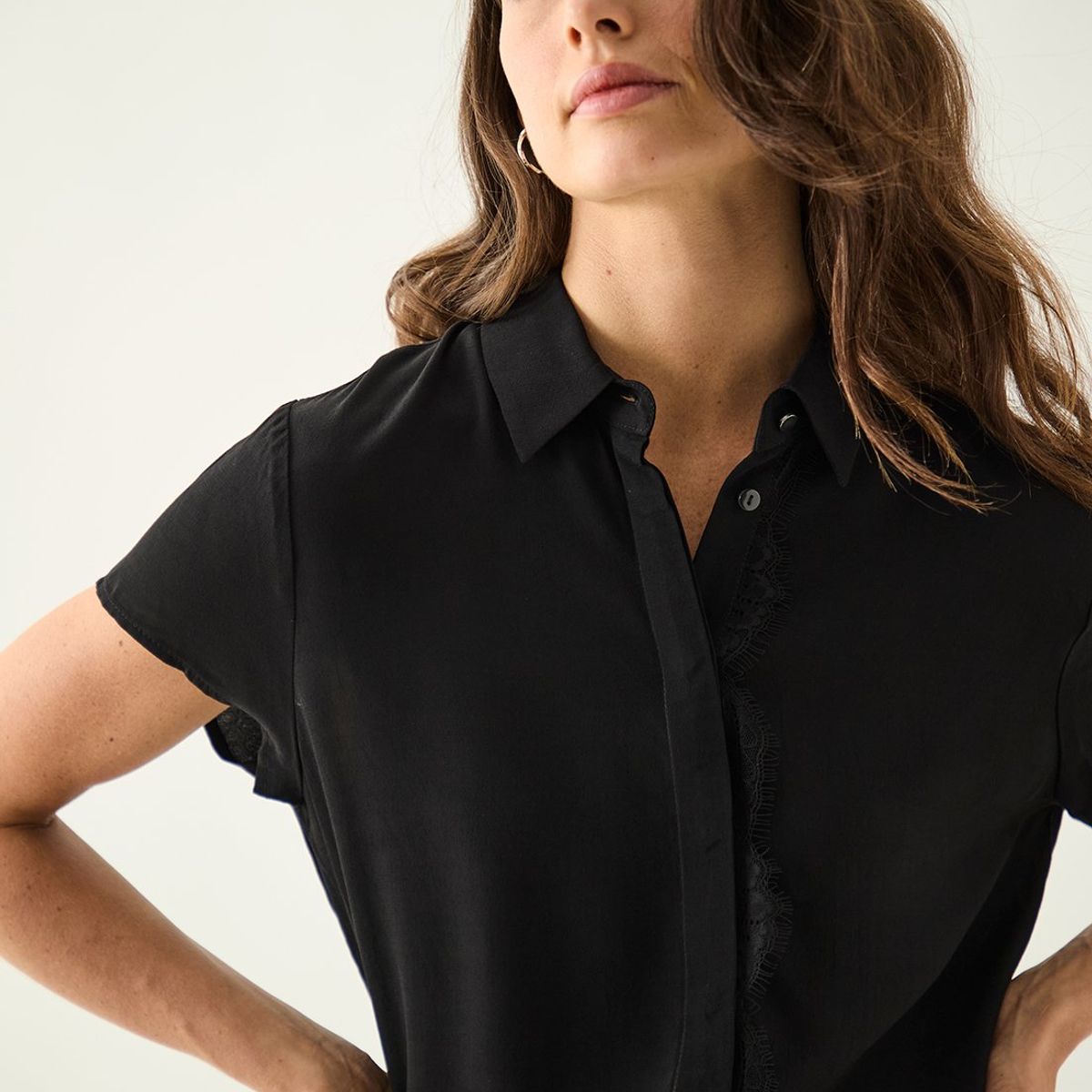 ASH - Blusa Manga Corta Negro Mujer Ash