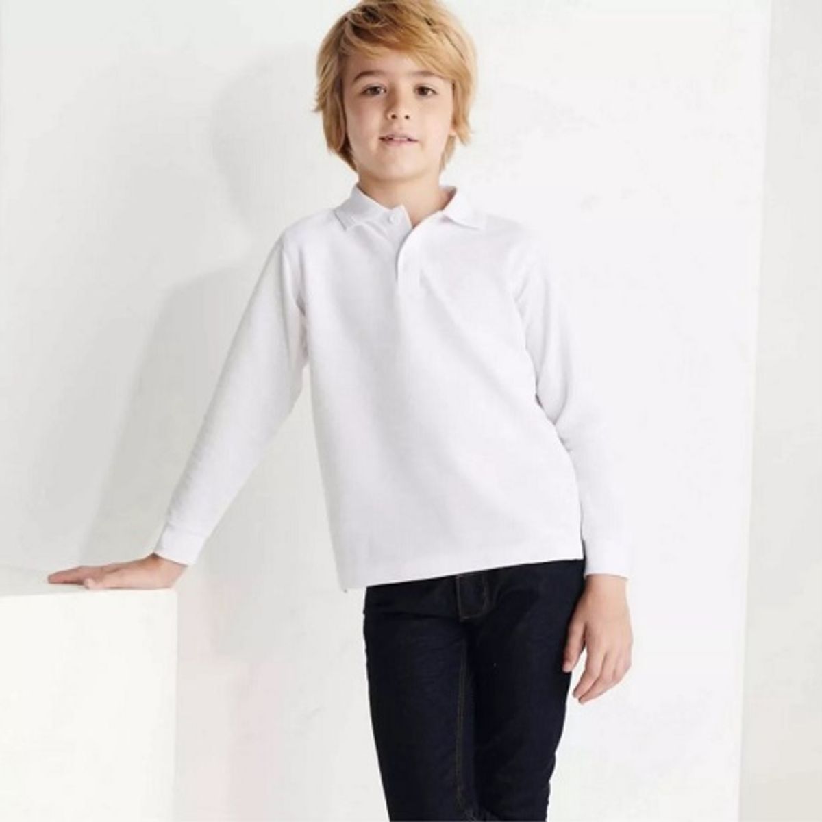 JAYSON - Pique Manga Larga Niño Polera Juvenil Escolar