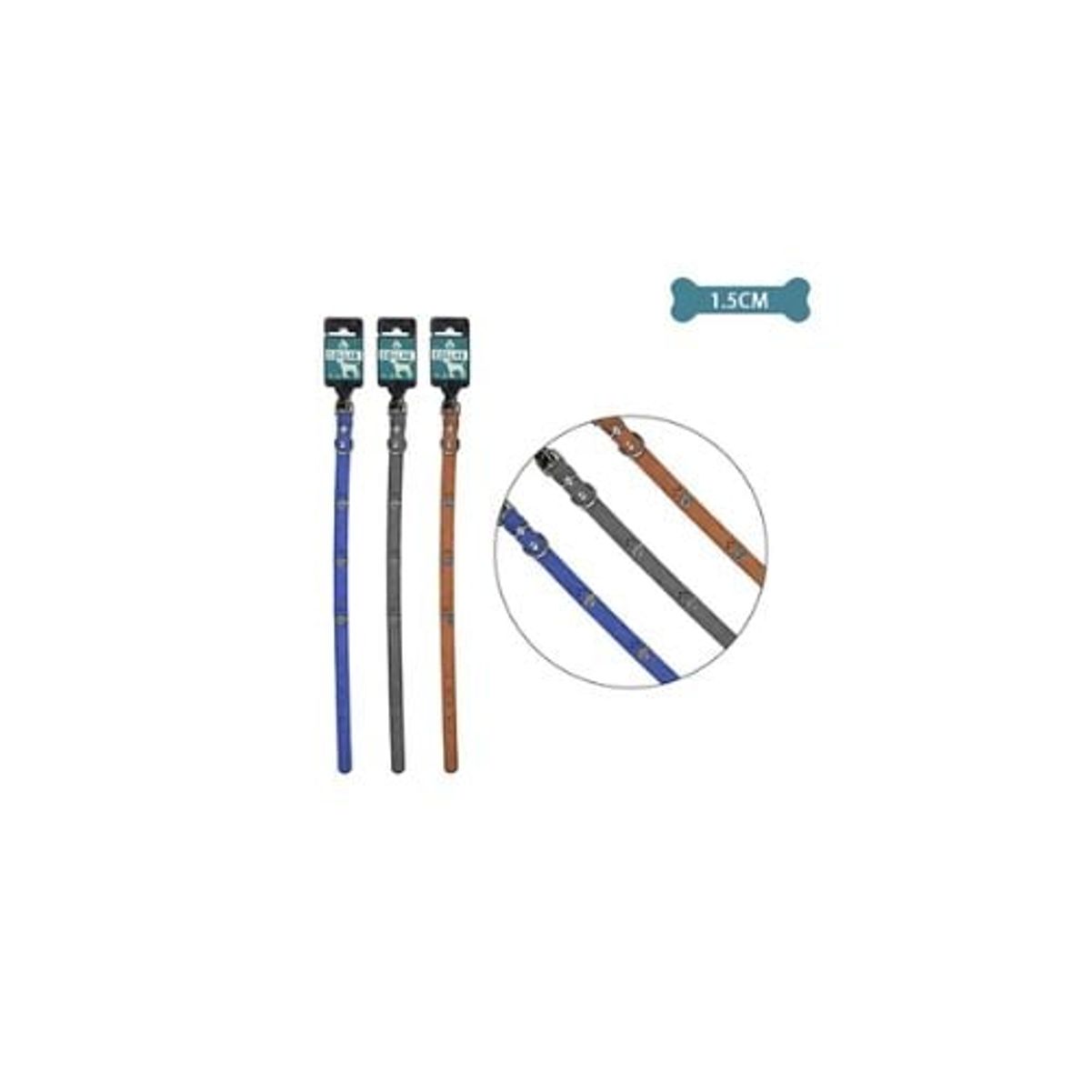 GENERICO - Collar PU Con Tachuelas De Huella Color Aleatorio 15cm12pcs