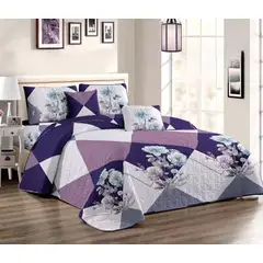 GENERICO - Quilt de Verano King Color Morado con Flores TFCC513