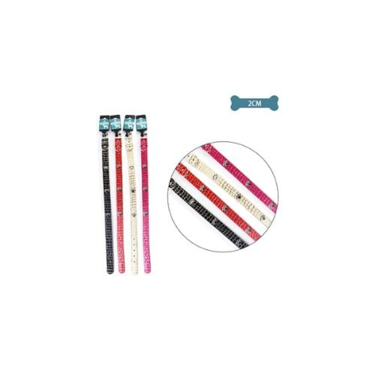 GENERICO - Collar PU Con Tachuelas De Huella Color Aleatorio 2cm 12pcs