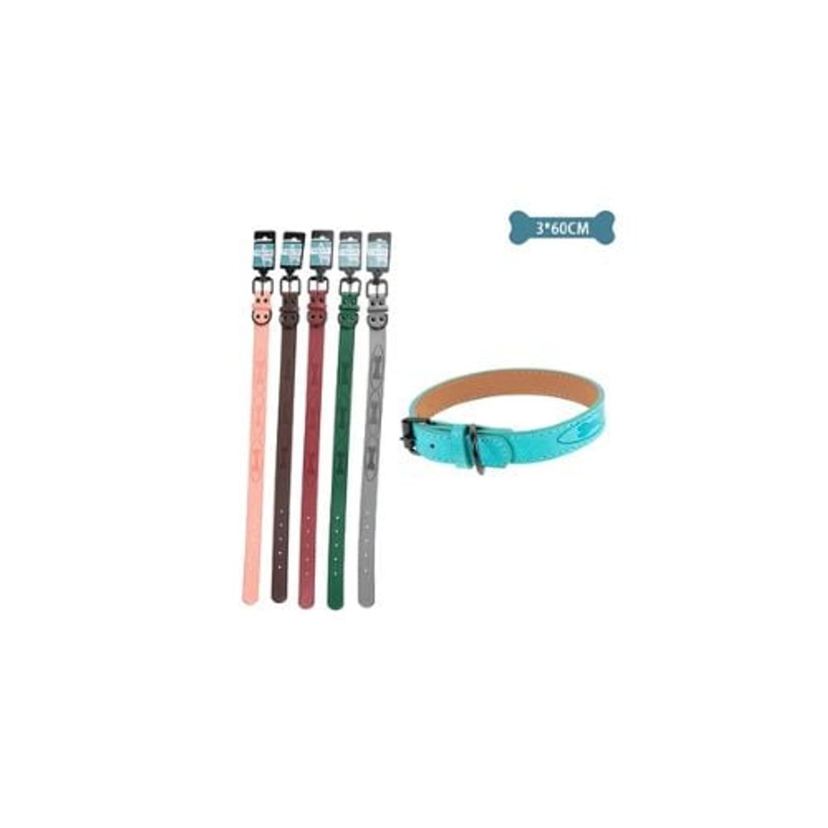 GENERICO - Collar PU Con Diseño Hueso Color Aleatorio 3x60cm 12pcs