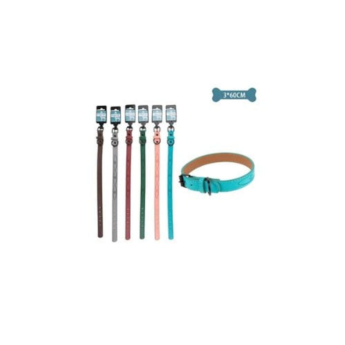 GENERICO - Collar PU Con Diseño Huella De Perro Color 3x60cm 12pcs