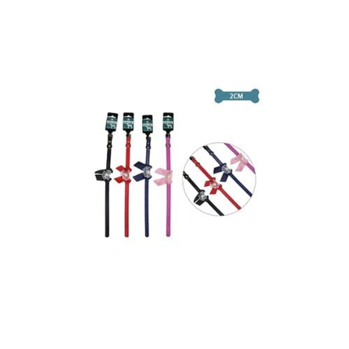 GENERICO - Collar PU Con Lazo 2cm 12pcs Color Aleatorio