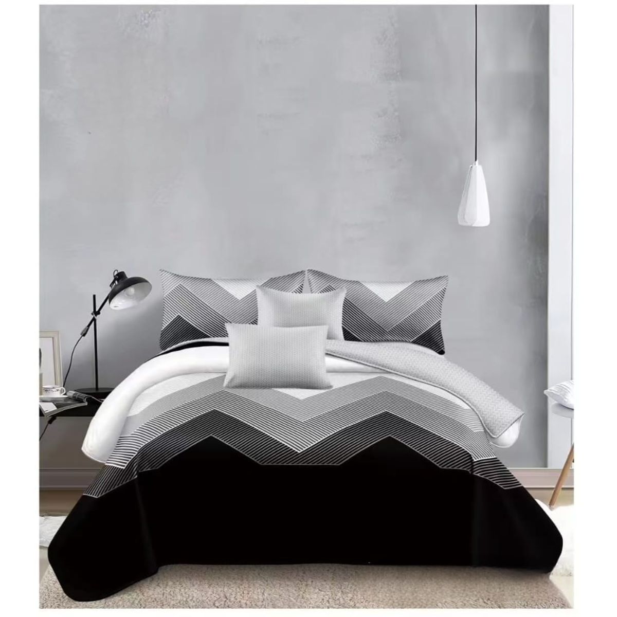 GENERICO - Quilt de Verano King Color Gris con Diseño  TFCC603