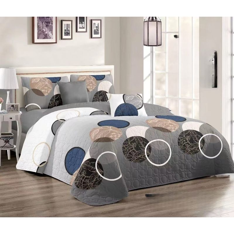 GENERICO - Quilt de Verano King Color Gris con Circulos  TFCC525